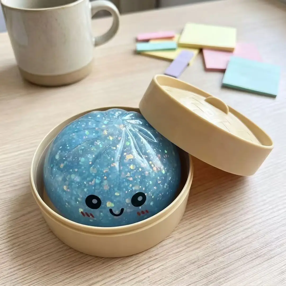 Cross-Border Stress-Relief Toy: Golden Powder Smiley Face Bun, Squishy Slow-Rebound Stress-Relief Toy, Amazon Export Hot-Selling Xiaolongbao