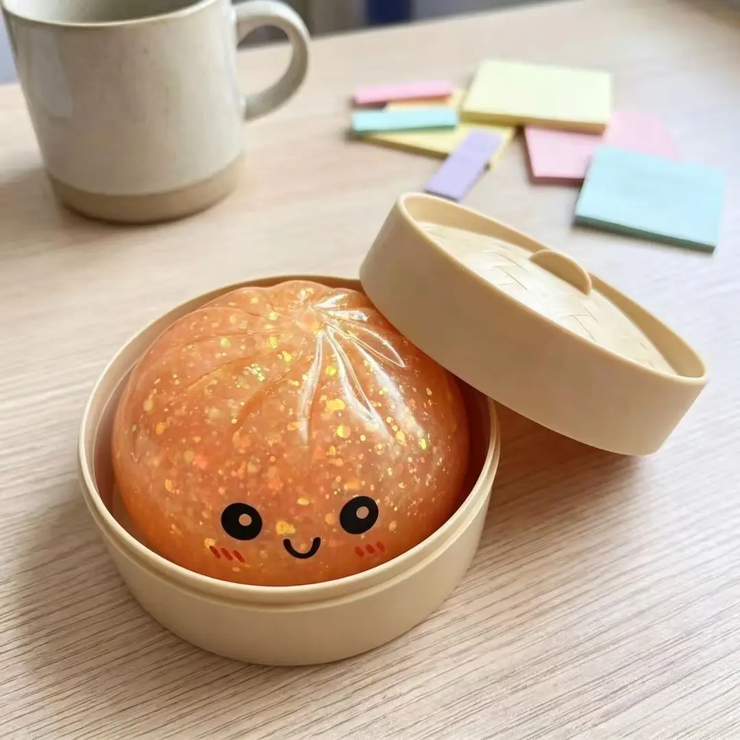 Cross-Border Stress-Relief Toy: Golden Powder Smiley Face Bun, Squishy Slow-Rebound Stress-Relief Toy, Amazon Export Hot-Selling Xiaolongbao