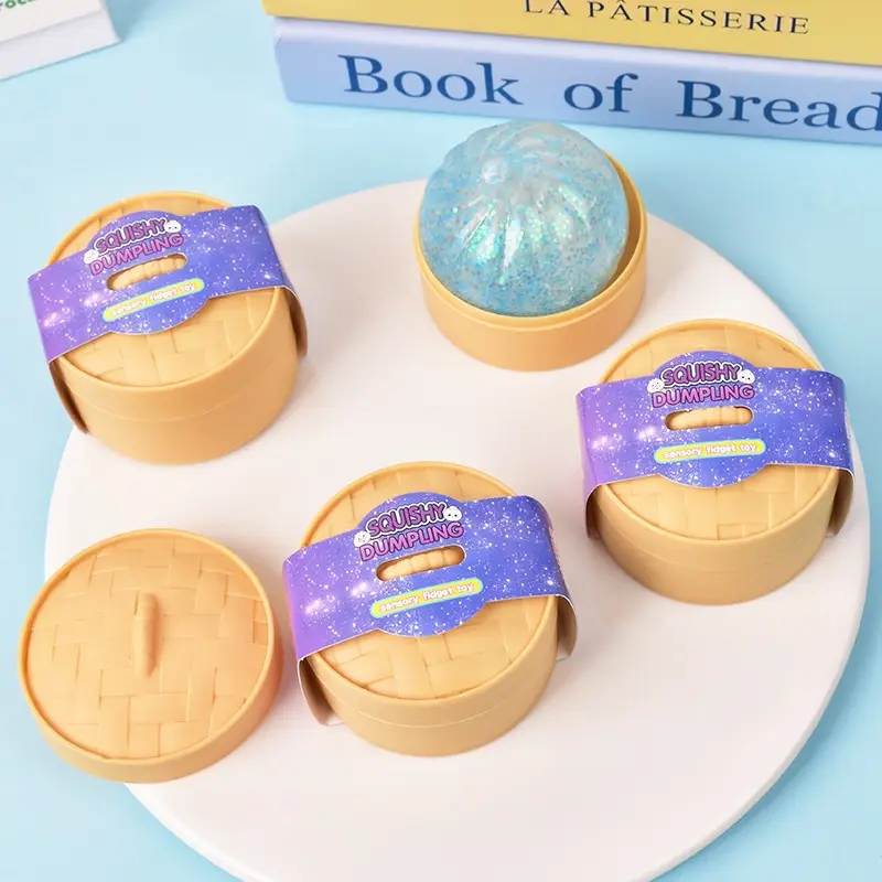 Cross-Border Stress-Relief Toy: Golden Powder Smiley Face Bun, Squishy Slow-Rebound Stress-Relief Toy, Amazon Export Hot-Selling Xiaolongbao
