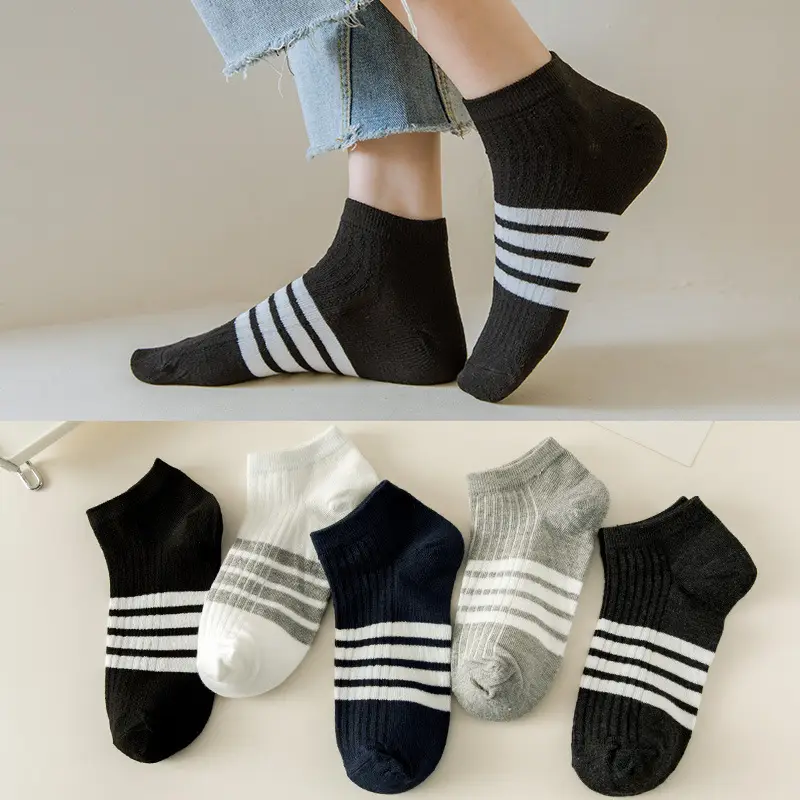Dropshipping Men's and Women's Summer Anti-Odor and Sweat-Absorbent Socks, Black and Gray Thin Men's Cotton Socks