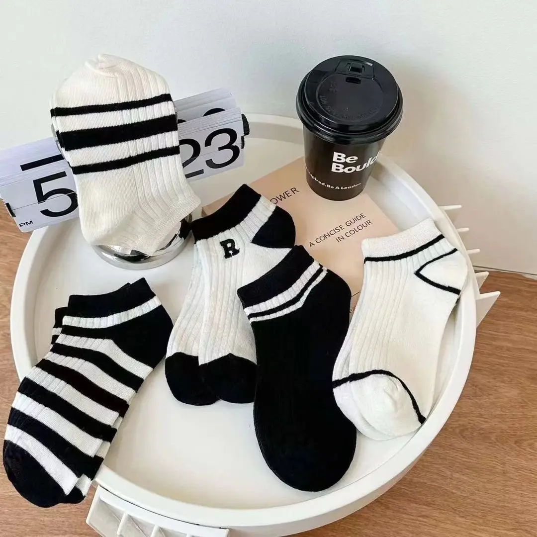 Dropshipping Men's and Women's Summer Anti-Odor and Sweat-Absorbent Socks, Black and Gray Thin Men's Cotton Socks