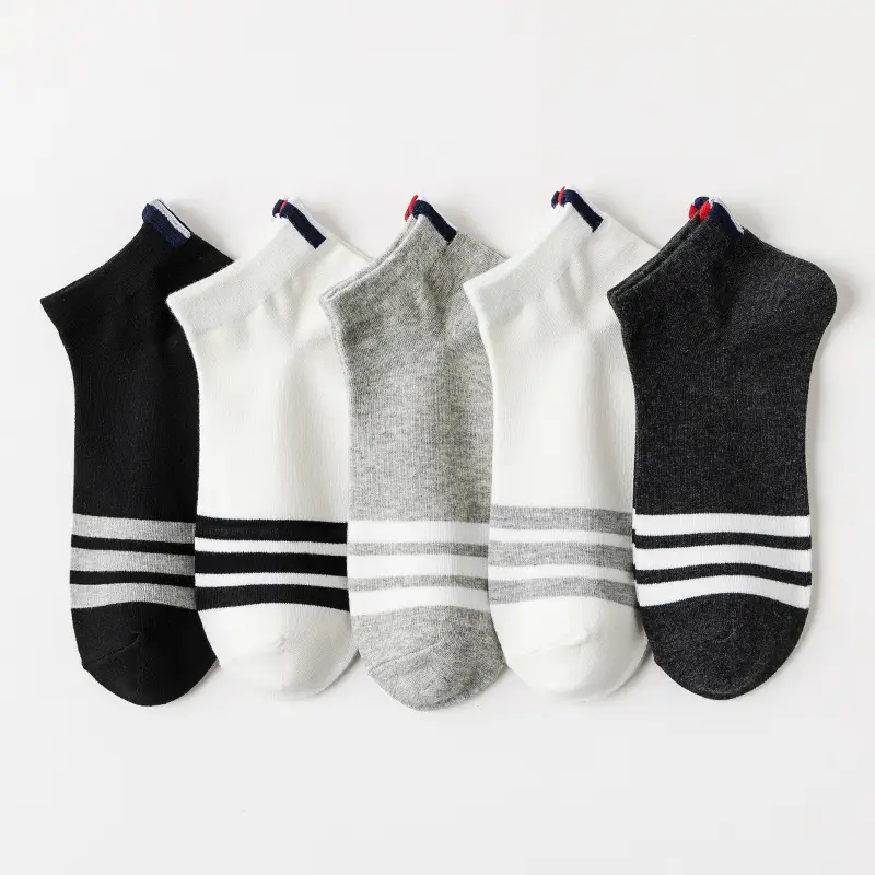 Dropshipping Men's and Women's Summer Anti-Odor and Sweat-Absorbent Socks, Black and Gray Thin Men's Cotton Socks