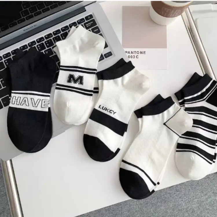 Dropshipping Men's and Women's Summer Anti-Odor and Sweat-Absorbent Socks, Black and Gray Thin Men's Cotton Socks