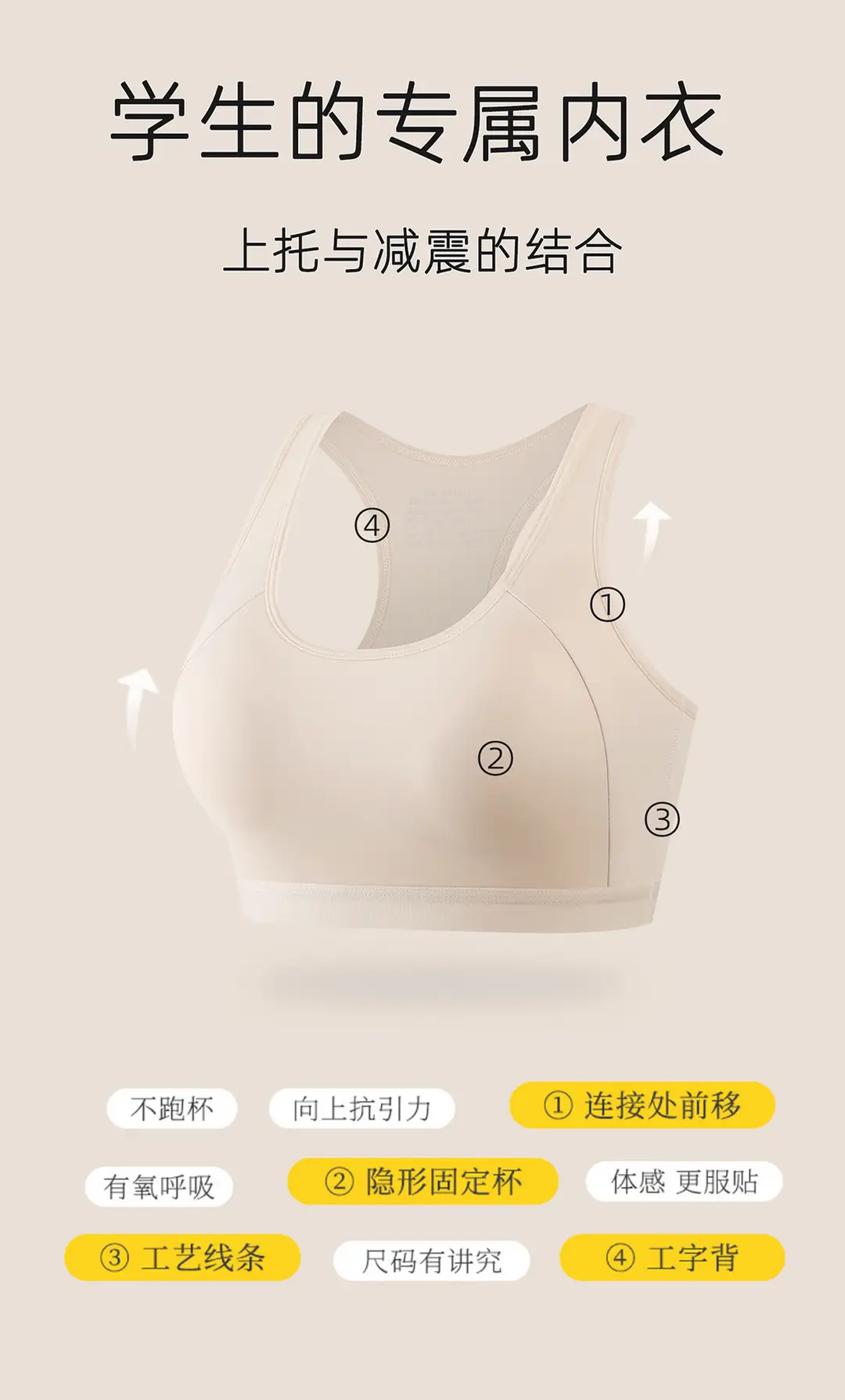 Developmental Girls' Underwear to Prevent Protrusion, Breathable Running Shockproof Sports Vest-Style Bra for Middle and High School Students — feature 7