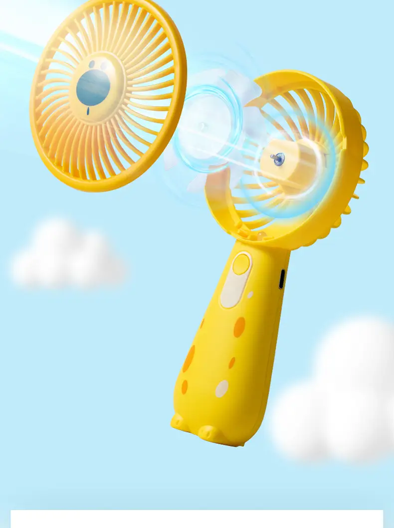 USB Mini Fan with Three Wind Speeds and Light, E-Commerce Supply, Foreign Trade Gift, Giraffe Handheld Rechargeable Fan Wholesale — feature 21