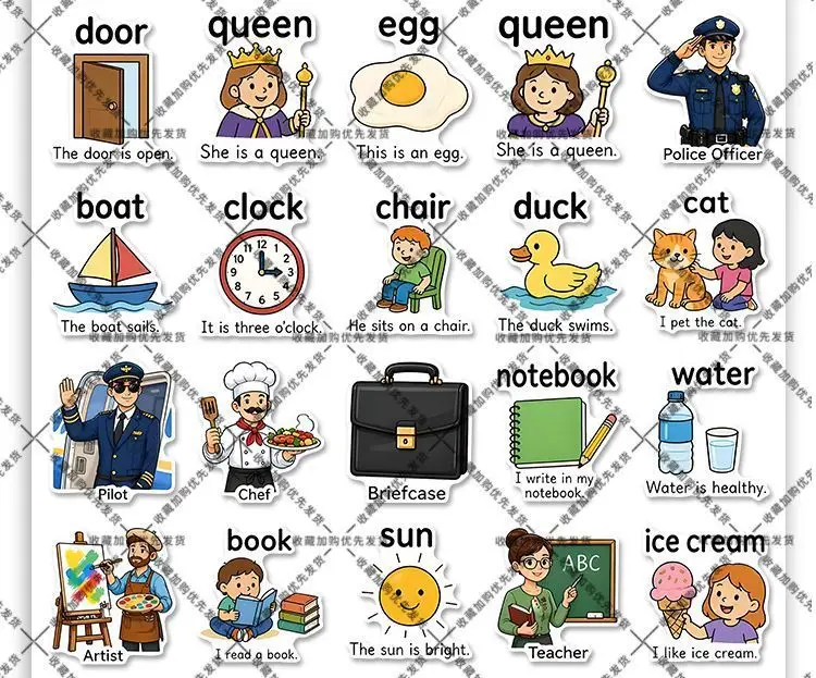 Popular elementary school English stickers for learning words through pictures, children's English enlightenment learning notebook, DIY stickers — feature 3