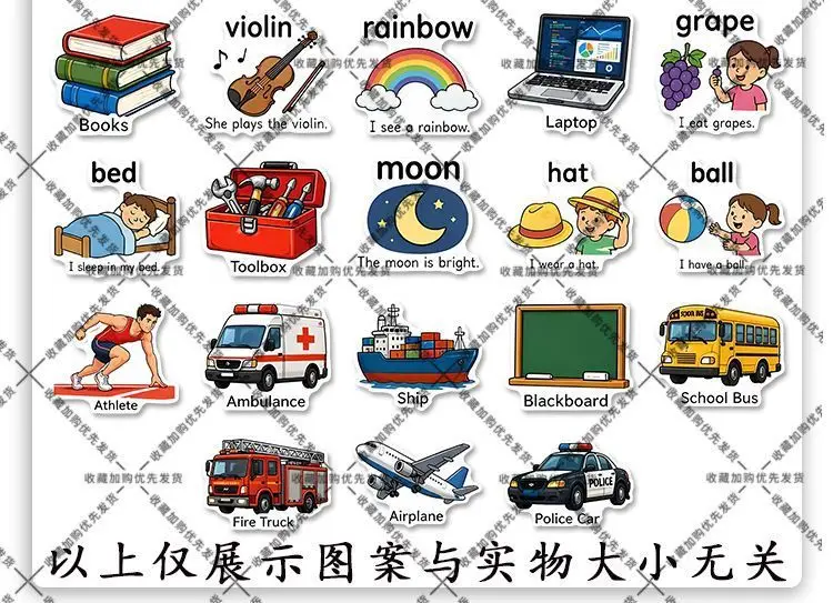 Popular elementary school English stickers for learning words through pictures, children's English enlightenment learning notebook, DIY stickers — feature 5
