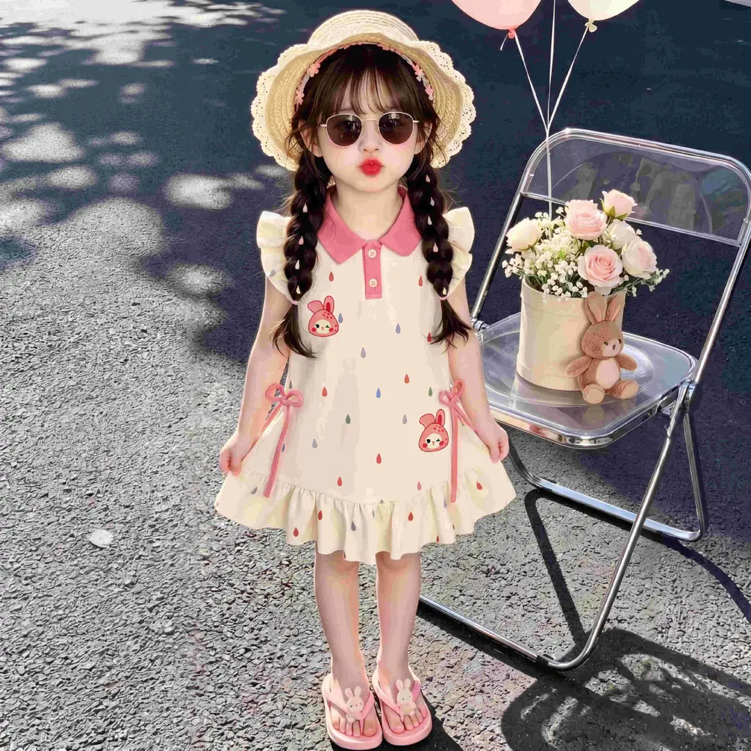 Baby Cartoon POLO Dress Summer Outfit Children's Princess Dress Girls' Little Kids' Flutter Sleeve Dress Summer 2026 New Style for Girls — feature 11