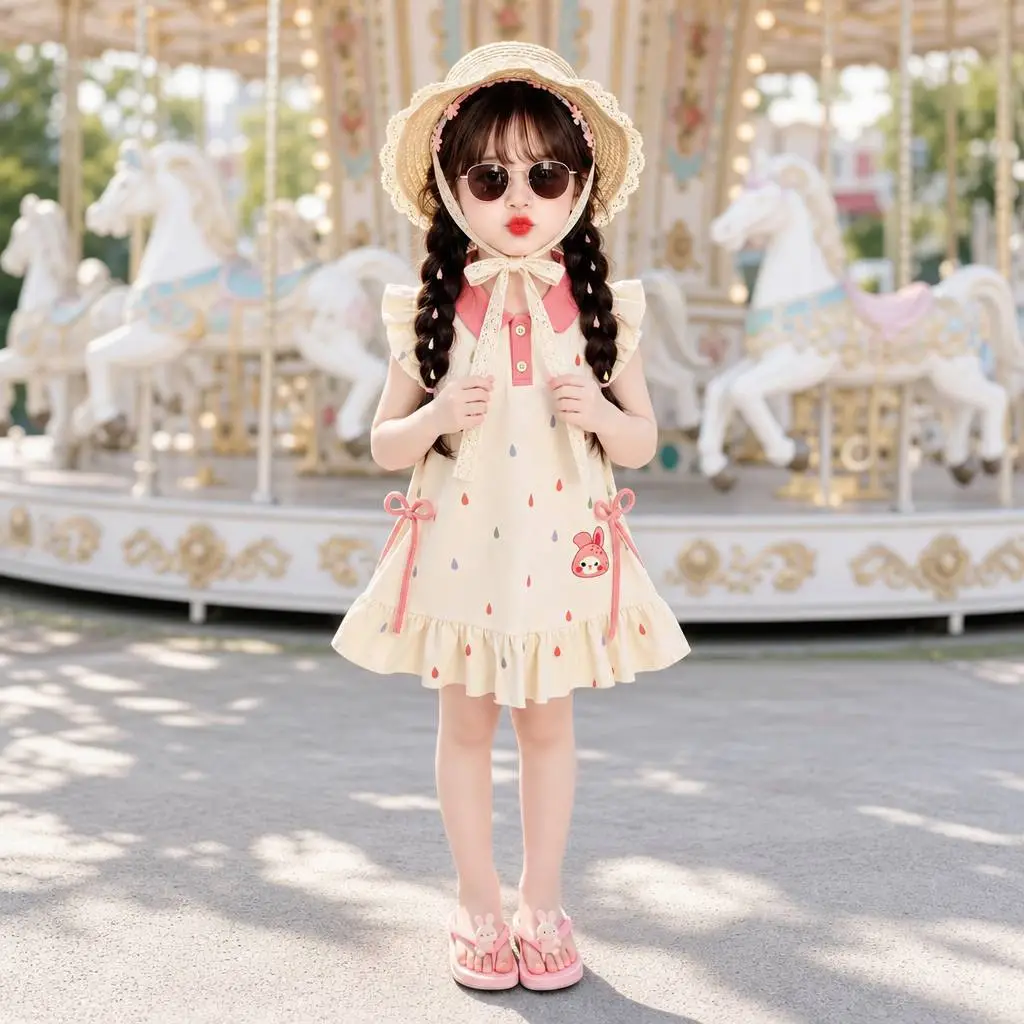 Baby Cartoon POLO Dress Summer Outfit Children's Princess Dress Girls' Little Kids' Flutter Sleeve Dress Summer 2026 New Style for Girls — feature 12