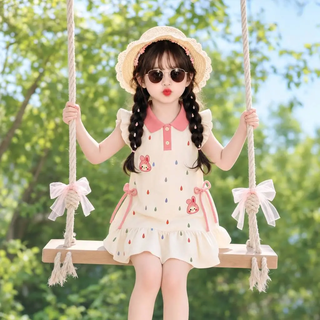 Baby Cartoon POLO Dress Summer Outfit Children's Princess Dress Girls' Little Kids' Flutter Sleeve Dress Summer 2026 New Style for Girls — feature 14