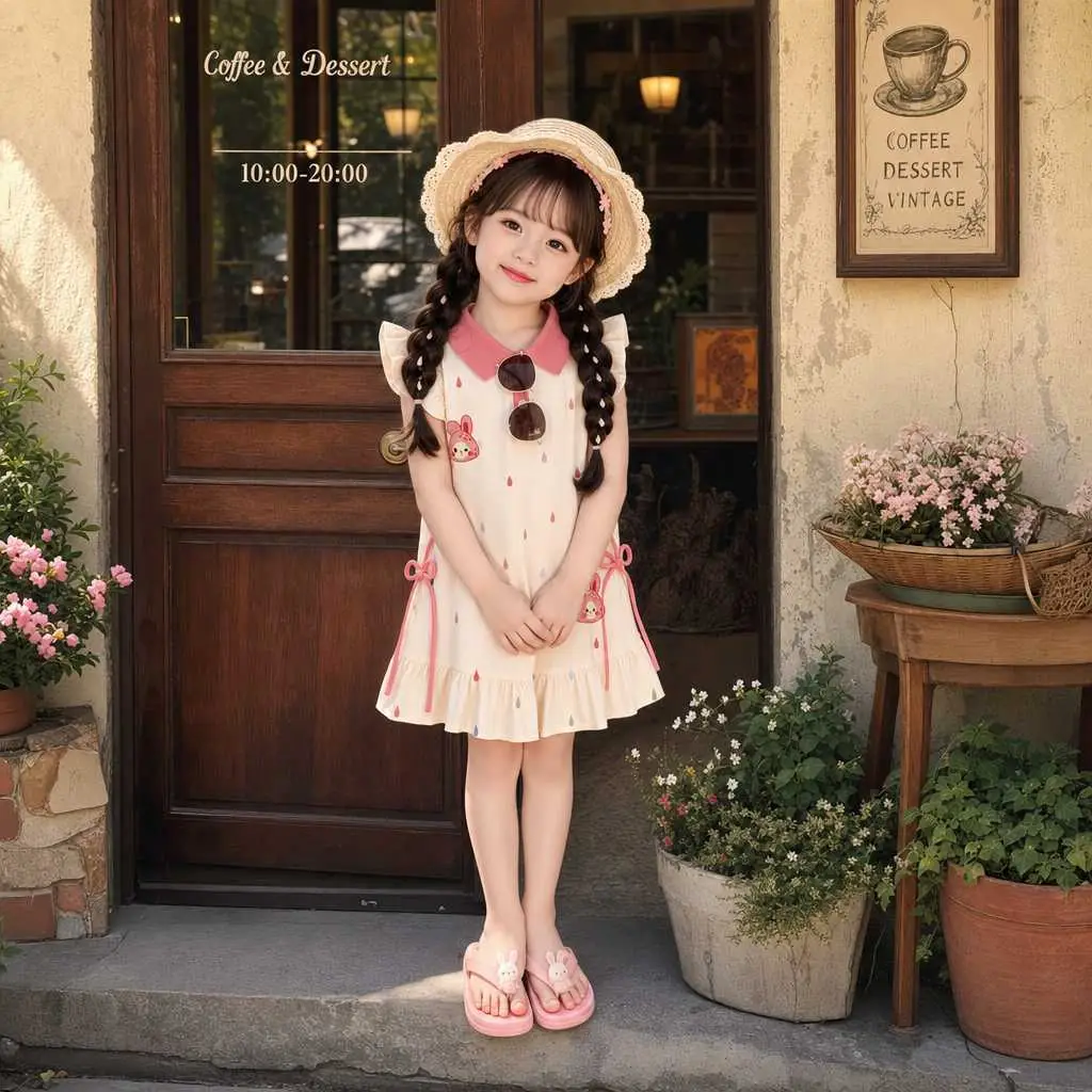 Baby Cartoon POLO Dress Summer Outfit Children's Princess Dress Girls' Little Kids' Flutter Sleeve Dress Summer 2026 New Style for Girls — feature 3