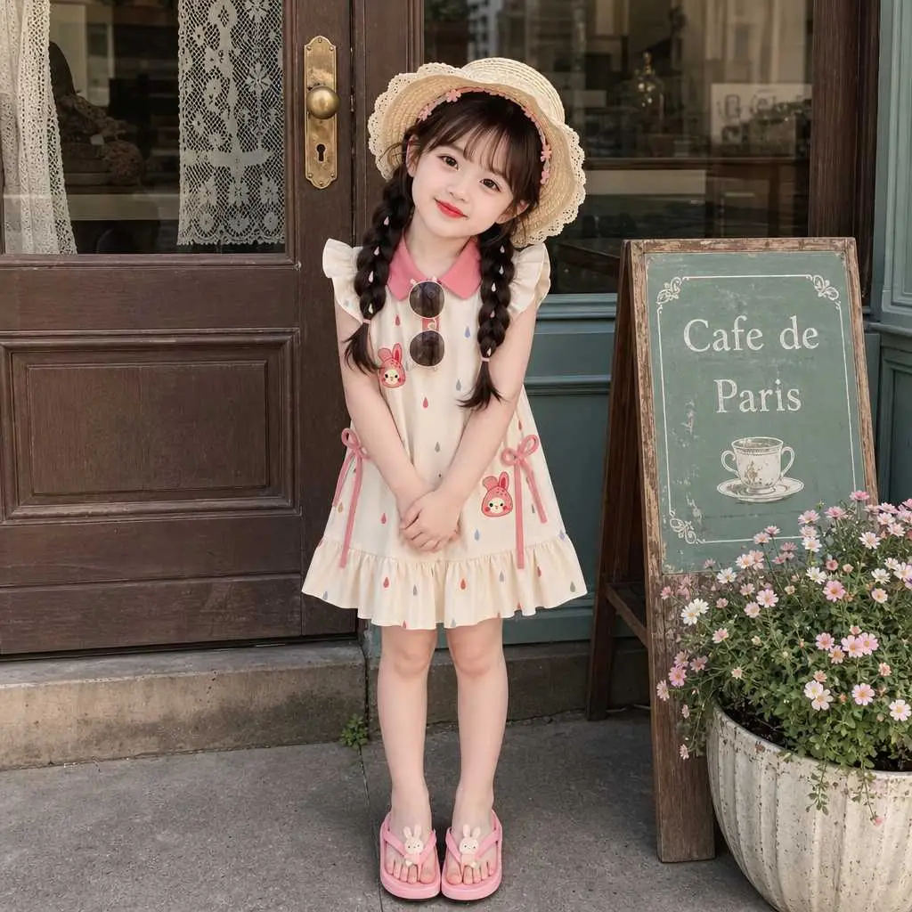 Baby Cartoon POLO Dress Summer Outfit Children's Princess Dress Girls' Little Kids' Flutter Sleeve Dress Summer 2026 New Style for Girls — feature 4