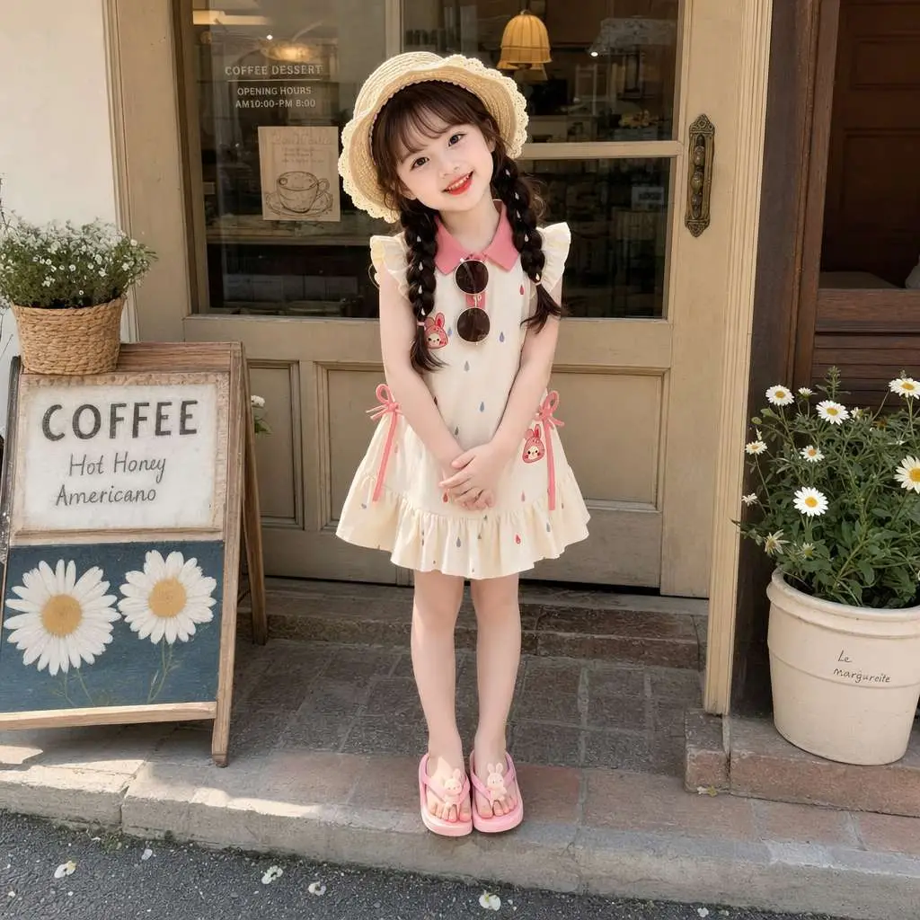 Baby Cartoon POLO Dress Summer Outfit Children's Princess Dress Girls' Little Kids' Flutter Sleeve Dress Summer 2026 New Style for Girls — feature 5