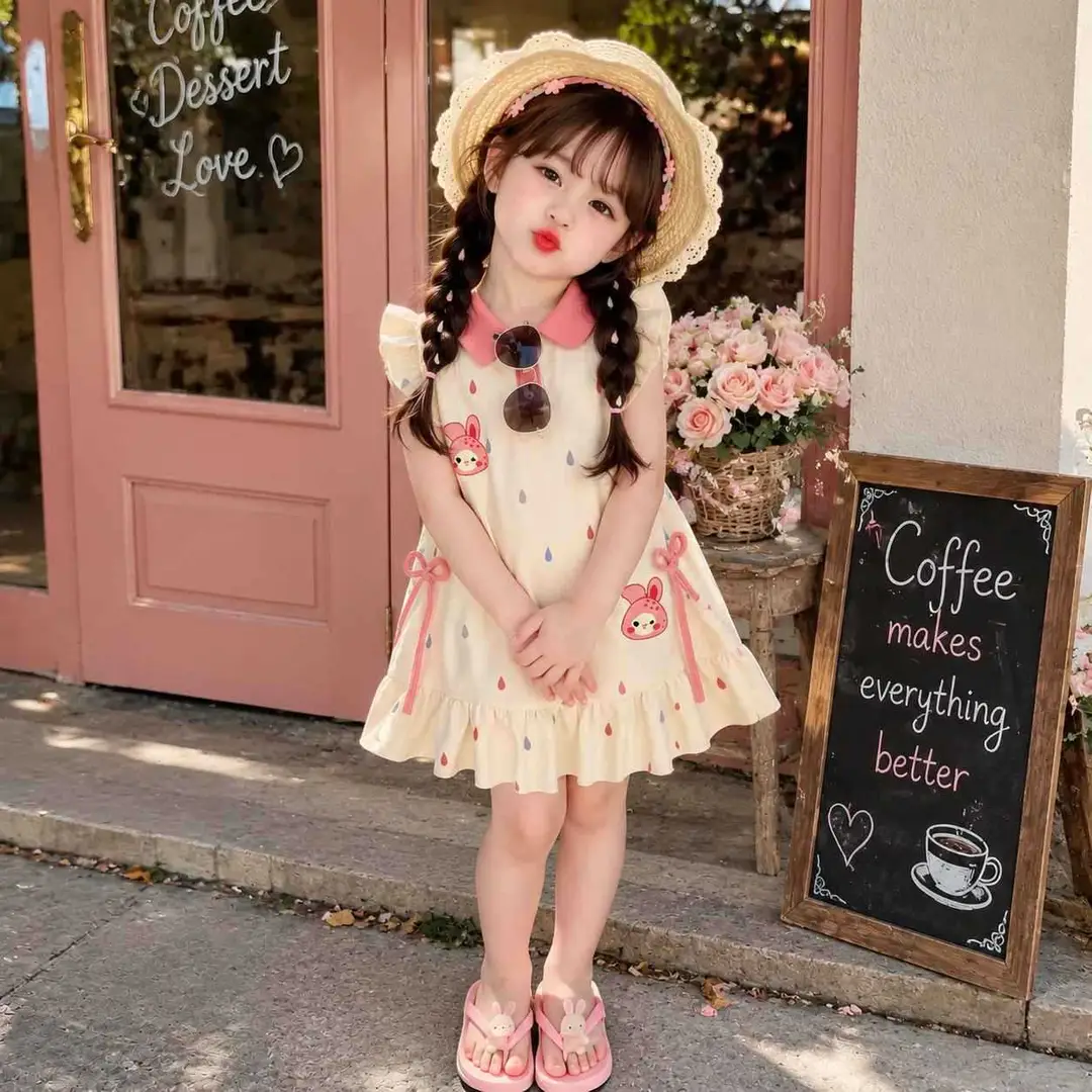 Baby Cartoon POLO Dress Summer Outfit Children's Princess Dress Girls' Little Kids' Flutter Sleeve Dress Summer 2026 New Style for Girls — feature 6