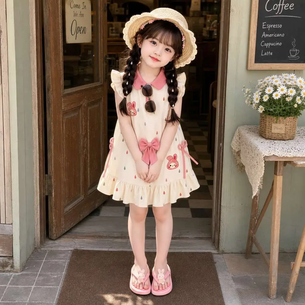 Baby Cartoon POLO Dress Summer Outfit Children's Princess Dress Girls' Little Kids' Flutter Sleeve Dress Summer 2026 New Style for Girls — feature 7