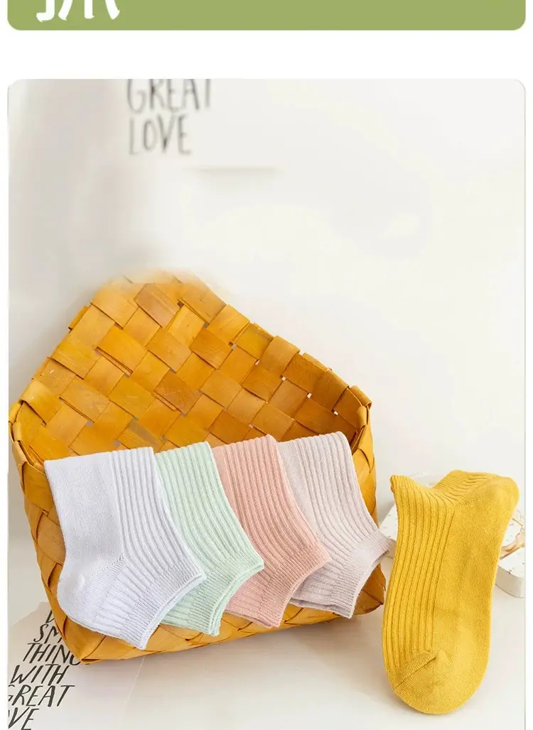 Quanjiahui Double-Needle Pure Cotton Mid-Tube Women's Socks, Moisture-Wicking, Anti-Odor, Anti-Pilling, Macaron Simple Vertical Stripe Cotton Socks — feature 10