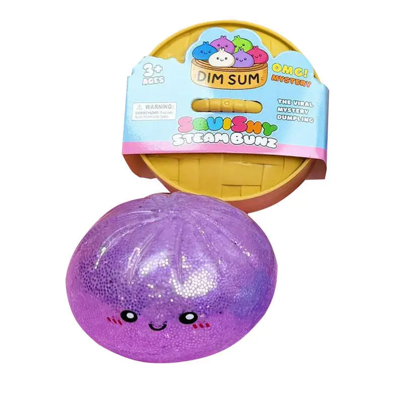 Simulated Barbecue Pork Bun Stress Relief Toy, Big Bun with Gold Thread Laser Effect, Slow Rebound Fake Food Toy