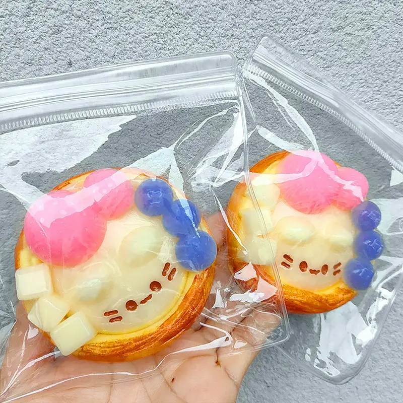 Simulated Barbecue Pork Bun Stress Relief Toy, Big Bun with Gold Thread Laser Effect, Slow Rebound Fake Food Toy