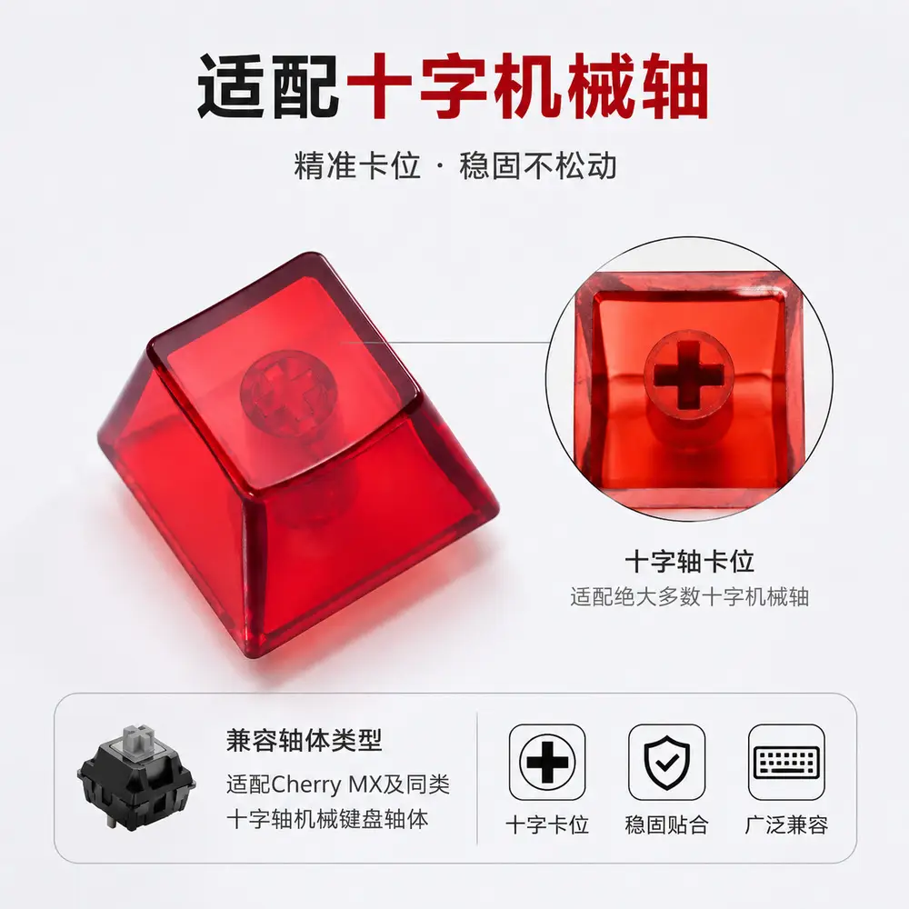 Cross-Border Original Factory 21-Key Heart-Shaped Transparent Keycaps DIY Personalized Customization Made of Pc Material Compatible with Mechanical Keyboards