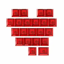 Cross-Border Original Factory 21-Key Heart-Shaped Transparent Keycaps DIY Personalized Customization Made of Pc Material Compatible with Mechanical Keyboards