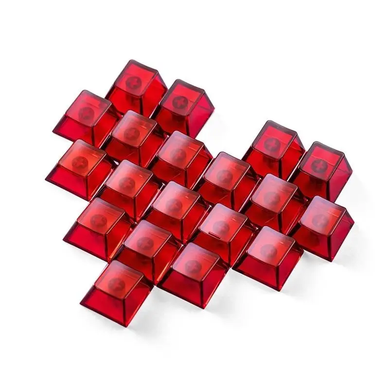 Cross-Border Original Factory 21-Key Heart-Shaped Transparent Keycaps DIY Personalized Customization Made of Pc Material Compatible with Mechanical Keyboards — feature 10