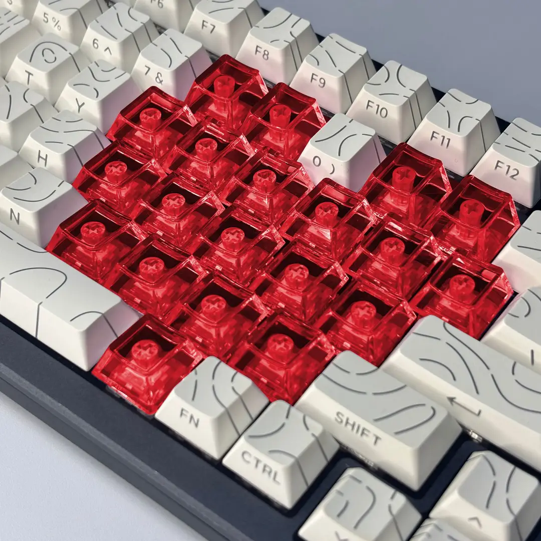 Cross-Border Original Factory 21-Key Heart-Shaped Transparent Keycaps DIY Personalized Customization Made of Pc Material Compatible with Mechanical Keyboards — feature 12