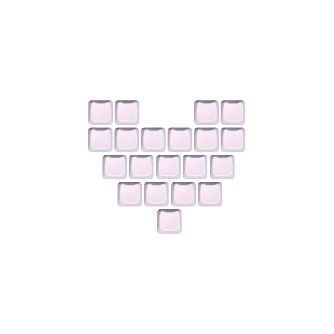 Cross-Border Original Factory 21-Key Heart-Shaped Transparent Keycaps DIY Personalized Customization Made of Pc Material Compatible with Mechanical Keyboards