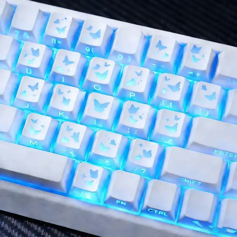 Cross-Border Original Factory 21-Key Heart-Shaped Transparent Keycaps DIY Personalized Customization Made of Pc Material Compatible with Mechanical Keyboards