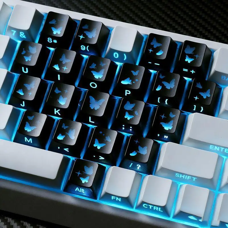 Cross-Border Original Factory 21-Key Heart-Shaped Transparent Keycaps DIY Personalized Customization Made of Pc Material Compatible with Mechanical Keyboards