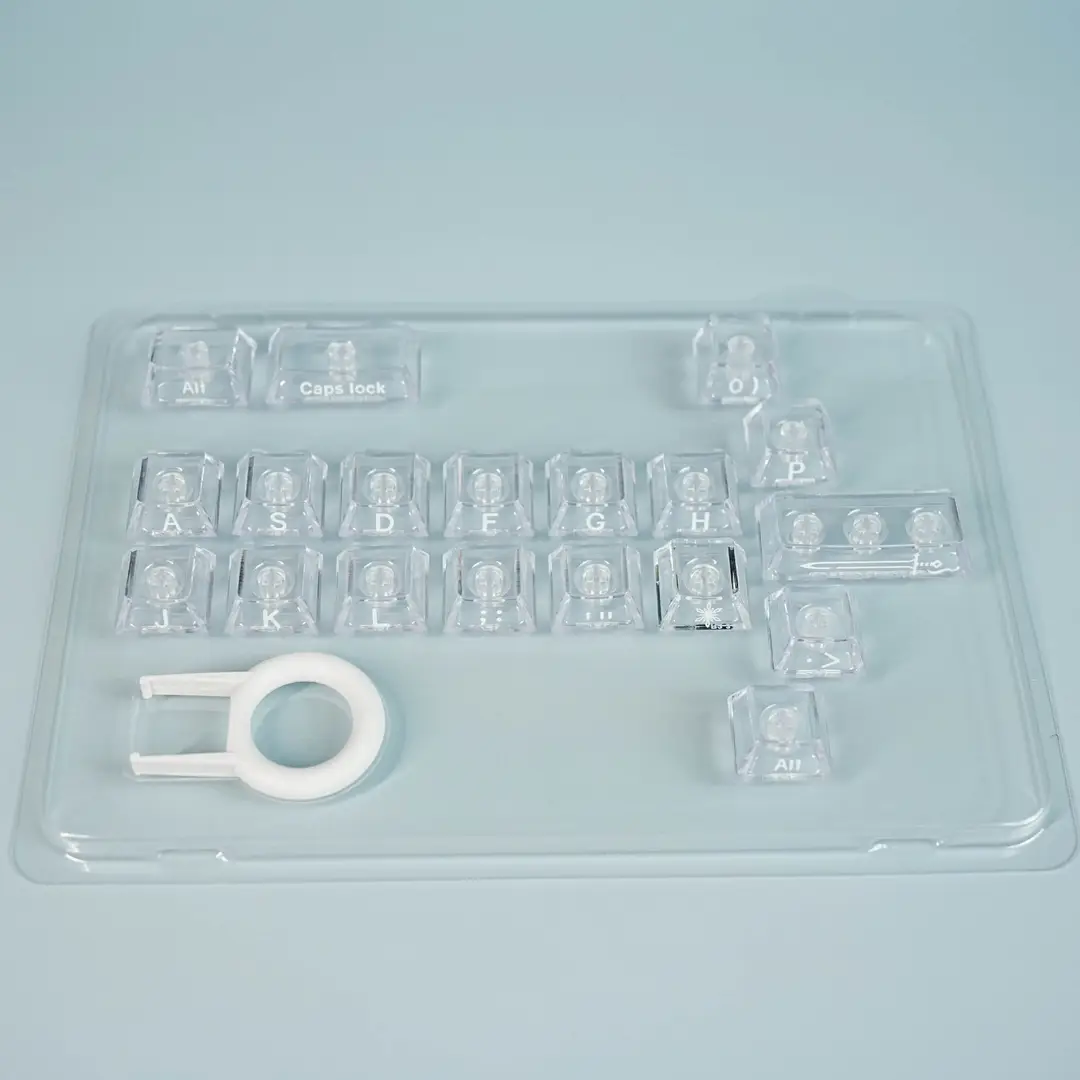 Cross-Border Original Factory 21-Key Heart-Shaped Transparent Keycaps DIY Personalized Customization Made of Pc Material Compatible with Mechanical Keyboards