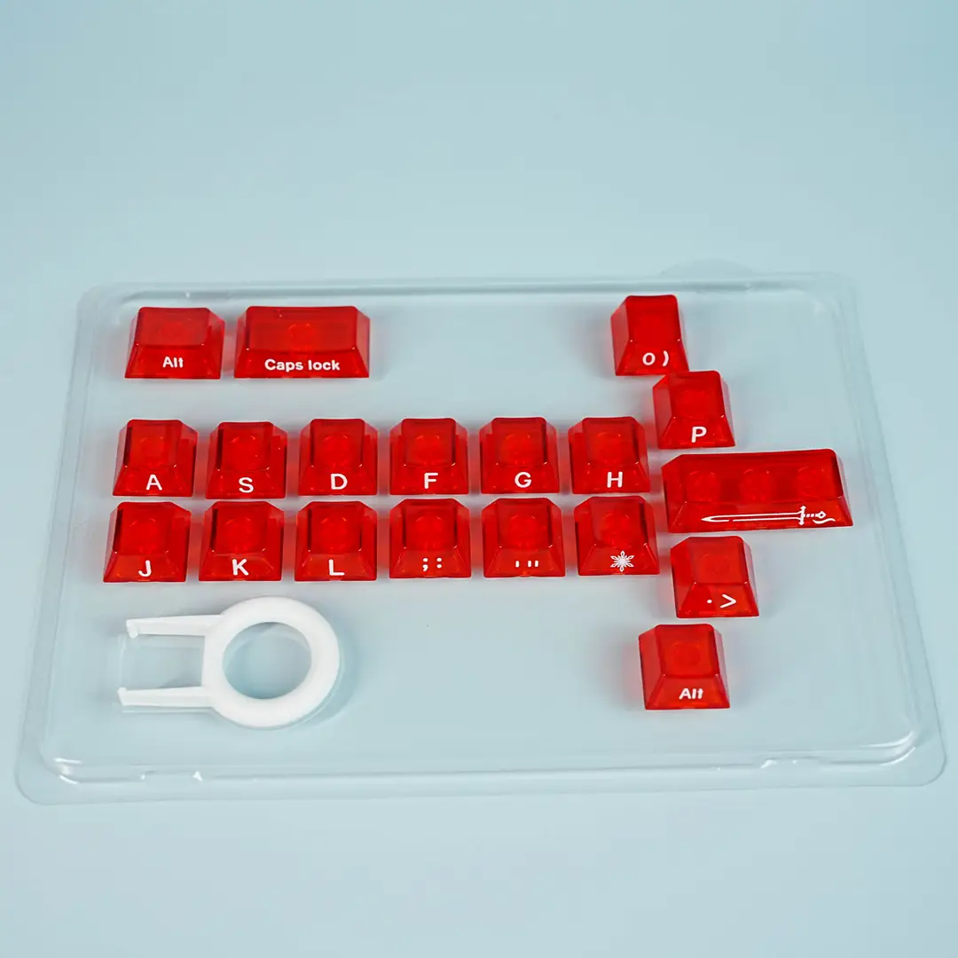 Cross-Border Original Factory 21-Key Heart-Shaped Transparent Keycaps DIY Personalized Customization Made of Pc Material Compatible with Mechanical Keyboards