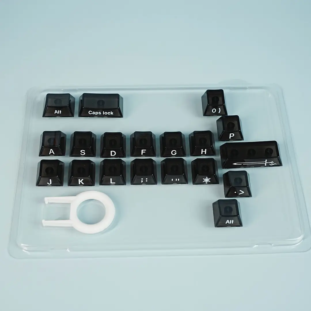 Cross-Border Original Factory 21-Key Heart-Shaped Transparent Keycaps DIY Personalized Customization Made of Pc Material Compatible with Mechanical Keyboards