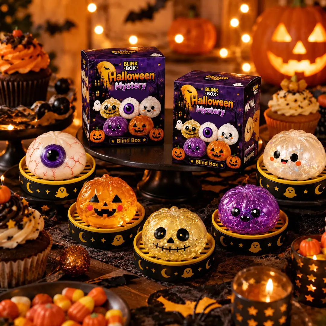 Cross-Border Popular Squishy Toy Halloween Gift Horror Dumpling Squishy Toy Bun-Shaped Gift Box Set Rebounding Toy