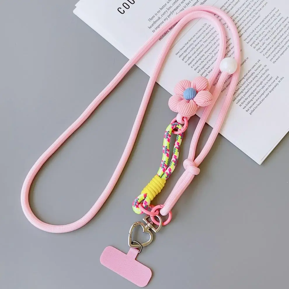 Popular cross-border foreign trade product, customizable mobile phone lanyard, floral long strap, pearl crossbody, suitable for both men and women, for outdoor hiking — feature 14