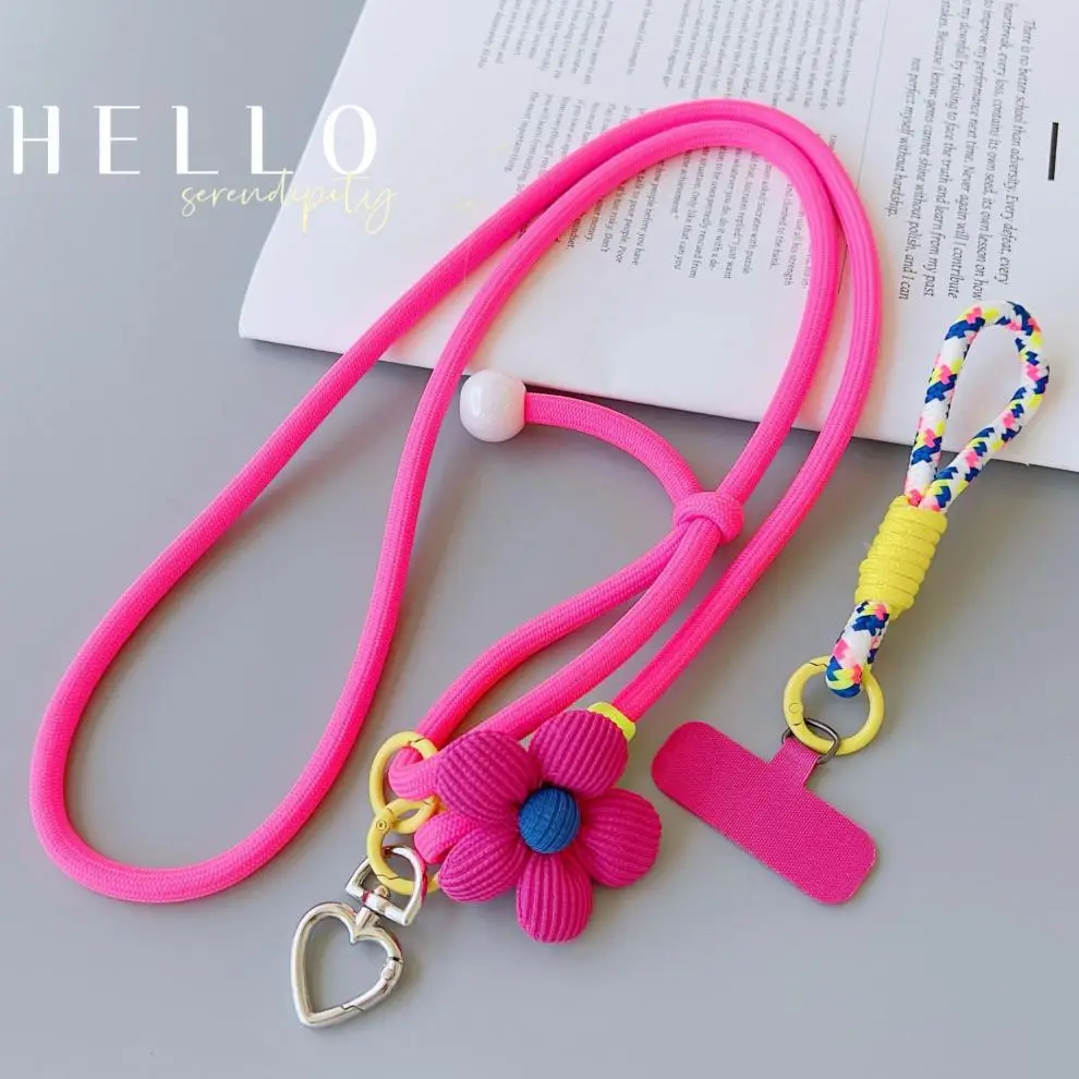 Popular cross-border foreign trade product, customizable mobile phone lanyard, floral long strap, pearl crossbody, suitable for both men and women, for outdoor hiking — feature 6
