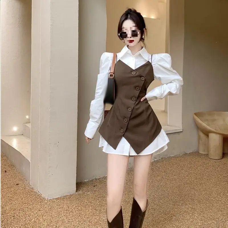 Elegant mid-length waist-cinching suit vest for women, slimming design, autumn asymmetrical jacket with a niche feel — feature 1