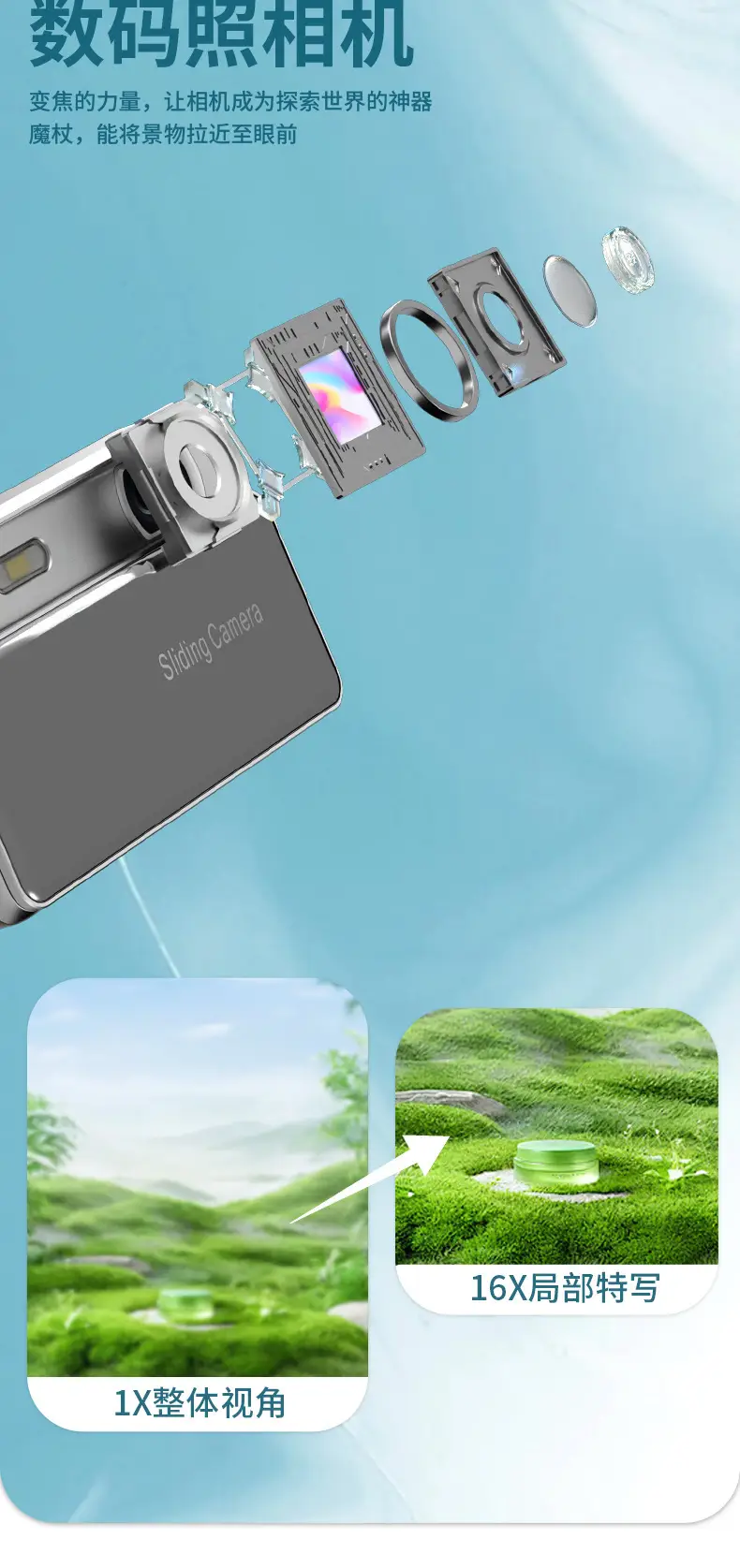 M15 Sliding Cover Digital Camera HD Video Camera Campus Photo and Video CCD Camera Student Gift — feature 5