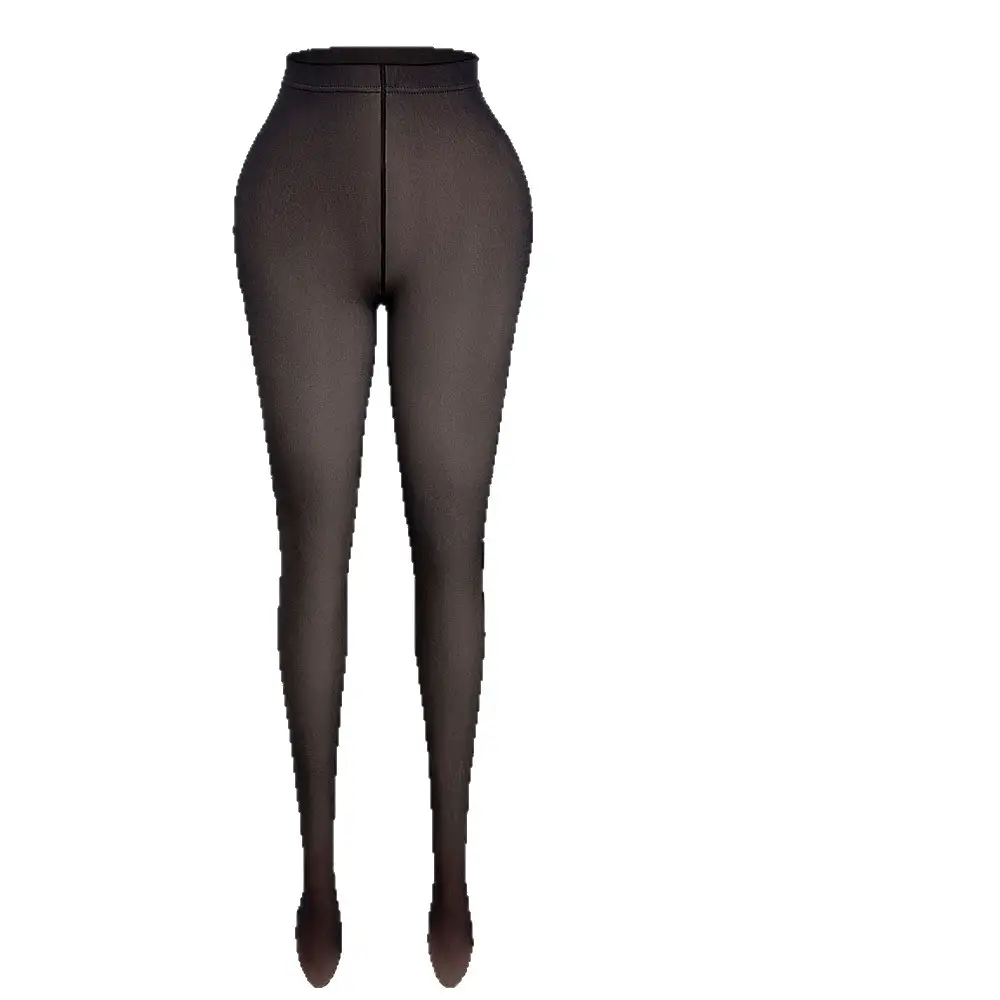European and American cross-border fleece-lined thick leggings, faux sheer pantyhose, autumn and winter bare-leg illusion tights for women, 200g warm tights