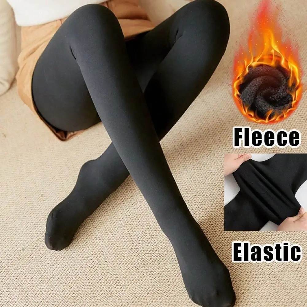 European and American cross-border fleece-lined thick leggings, faux sheer pantyhose, autumn and winter bare-leg illusion tights for women, 200g warm tights — feature 17