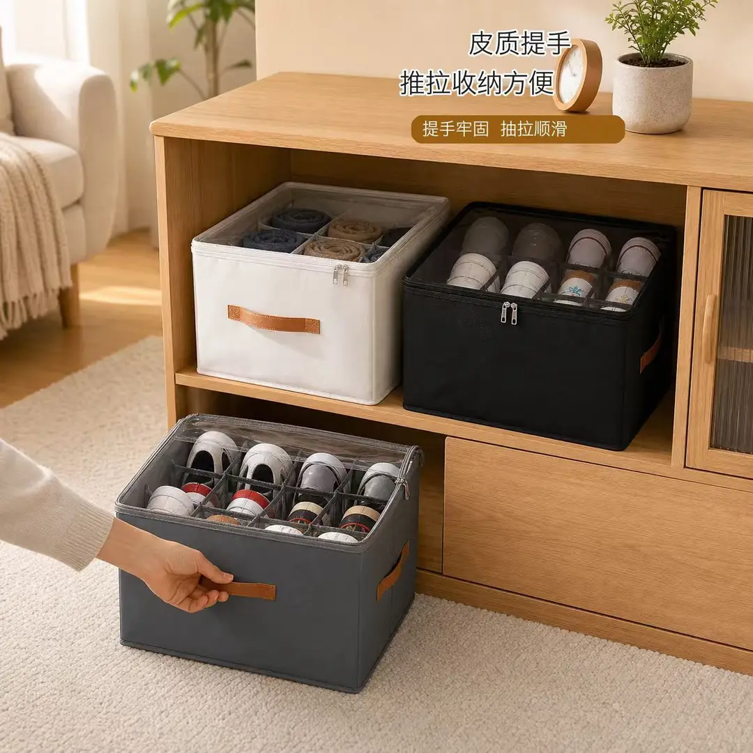 Cross-border popular shoe box, foldable compartmentalized storage box, bedroom wardrobe moisture-proof shoe storage box with lid