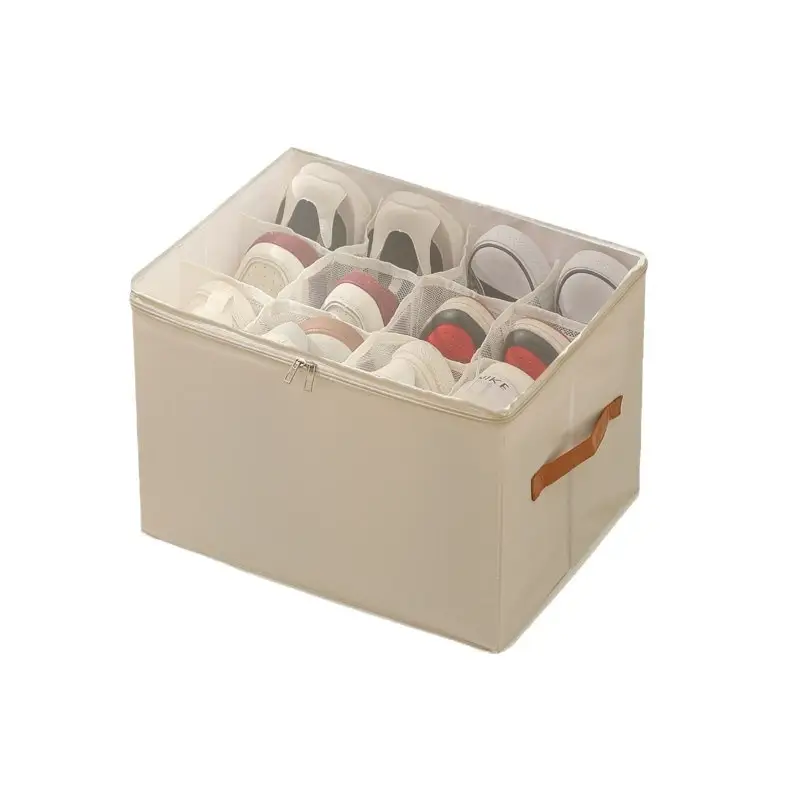 Cross-border popular shoe box, foldable compartmentalized storage box, bedroom wardrobe moisture-proof shoe storage box with lid