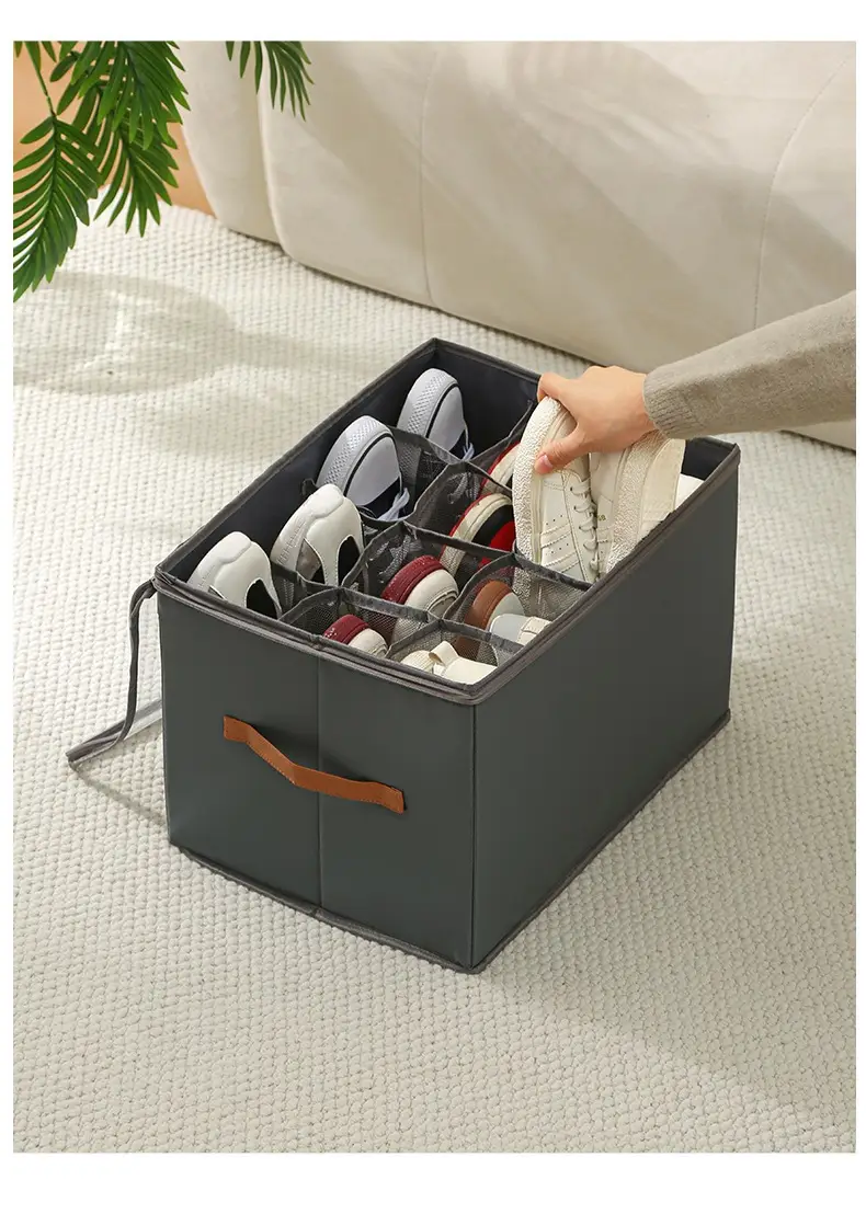 Cross-border popular shoe box, foldable compartmentalized storage box, bedroom wardrobe moisture-proof shoe storage box with lid — feature 13