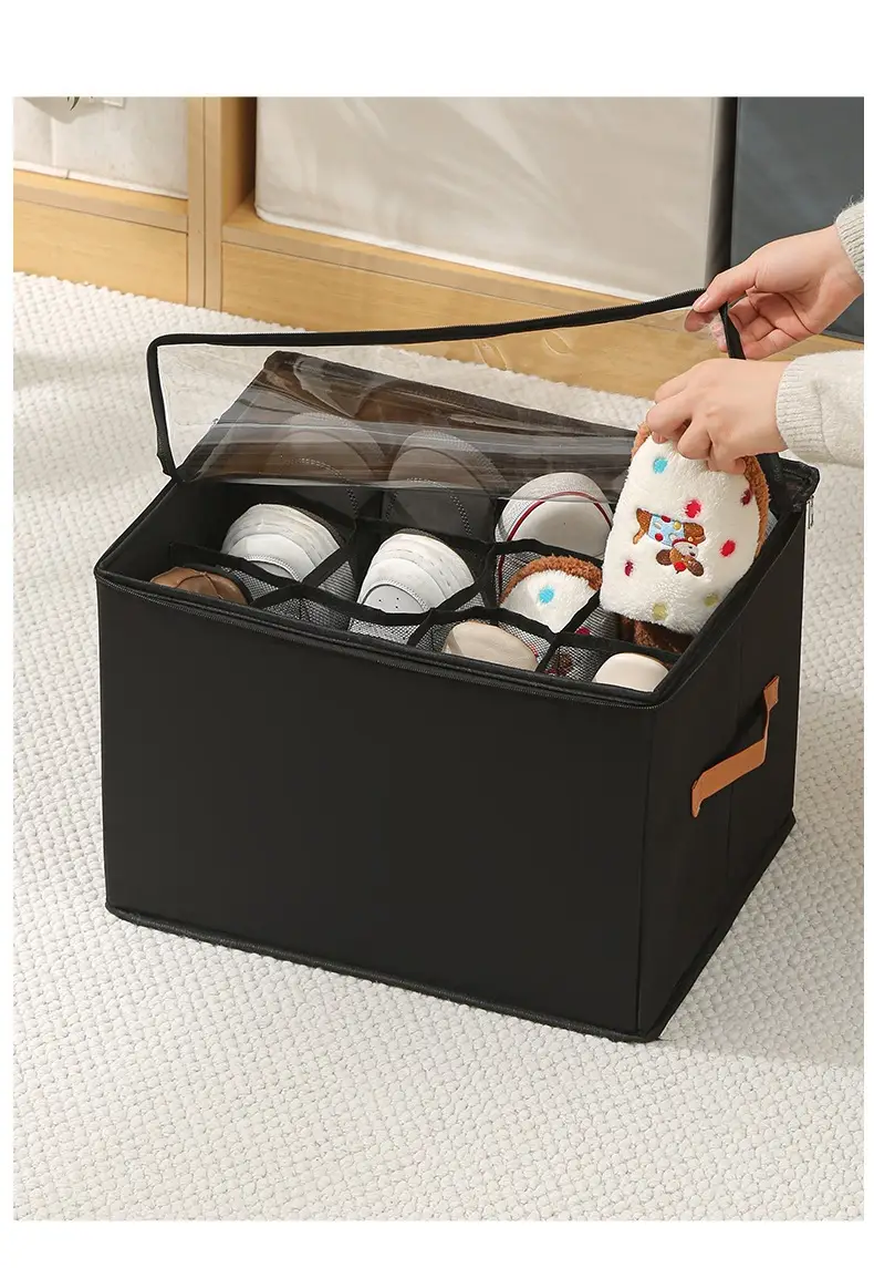 Cross-border popular shoe box, foldable compartmentalized storage box, bedroom wardrobe moisture-proof shoe storage box with lid — feature 15