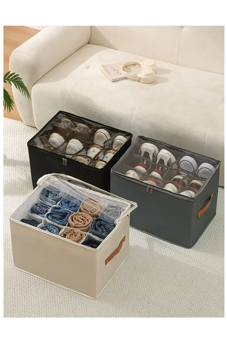 Cross-border popular shoe box, foldable compartmentalized storage box, bedroom wardrobe moisture-proof shoe storage box with lid — feature 17