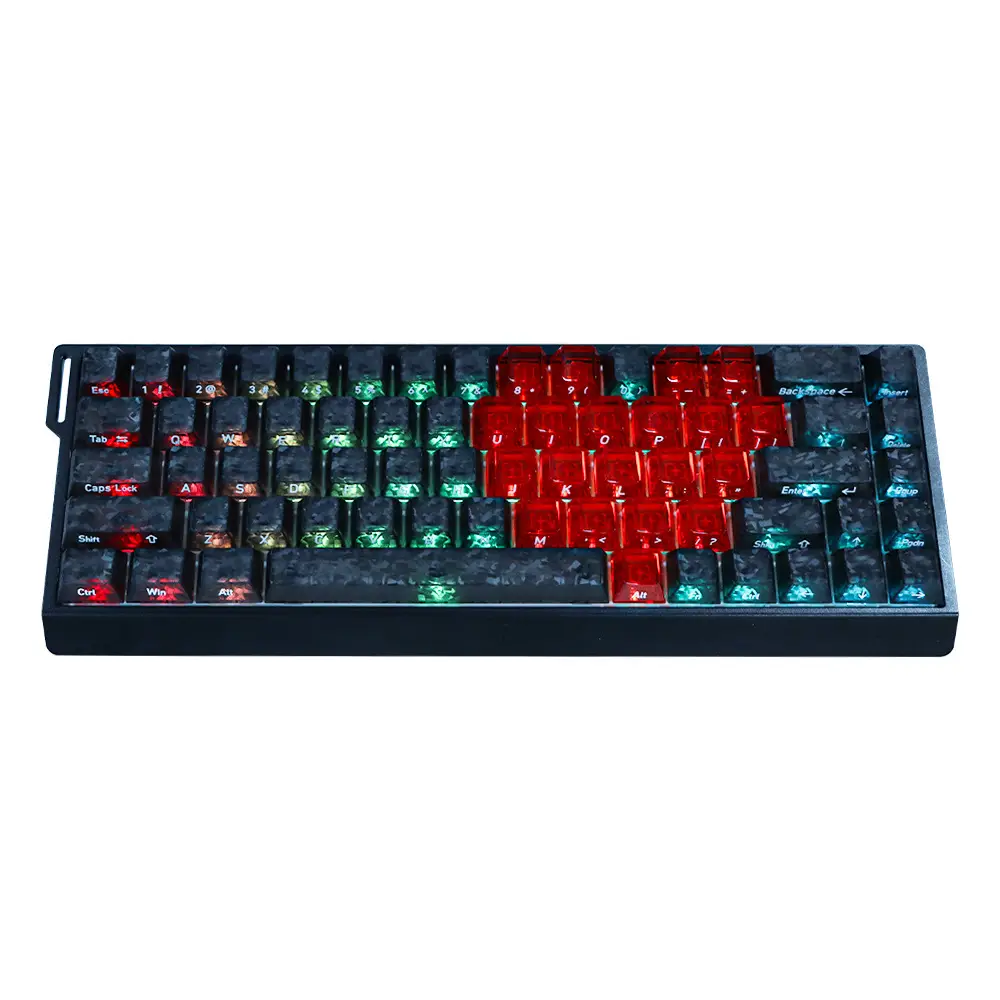 【Front and side engraved carbon fiber pattern with heart design】Cross-border bestseller carbon texture PC material magnetic switch mechanical keyboard keycaps
