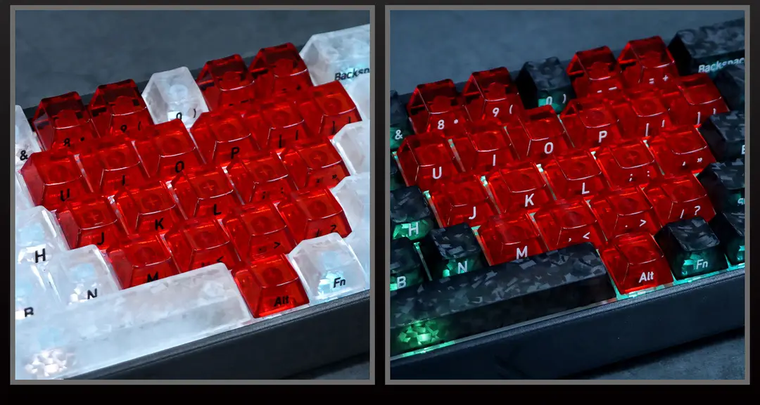 【Front and side engraved carbon fiber pattern with heart design】Cross-border bestseller carbon texture PC material magnetic switch mechanical keyboard keycaps — feature 5