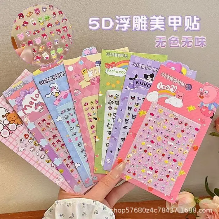 Glow-in-the-dark nail stickers for children, girls, princesses, wearable nail art stickers, odorless baby toy, cute cartoon nails