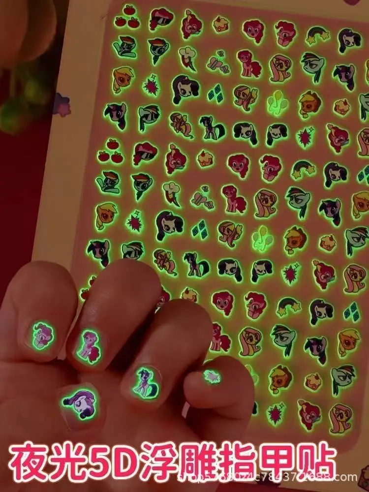 Glow-in-the-dark nail stickers for children, girls, princesses, wearable nail art stickers, odorless baby toy, cute cartoon nails — feature 6
