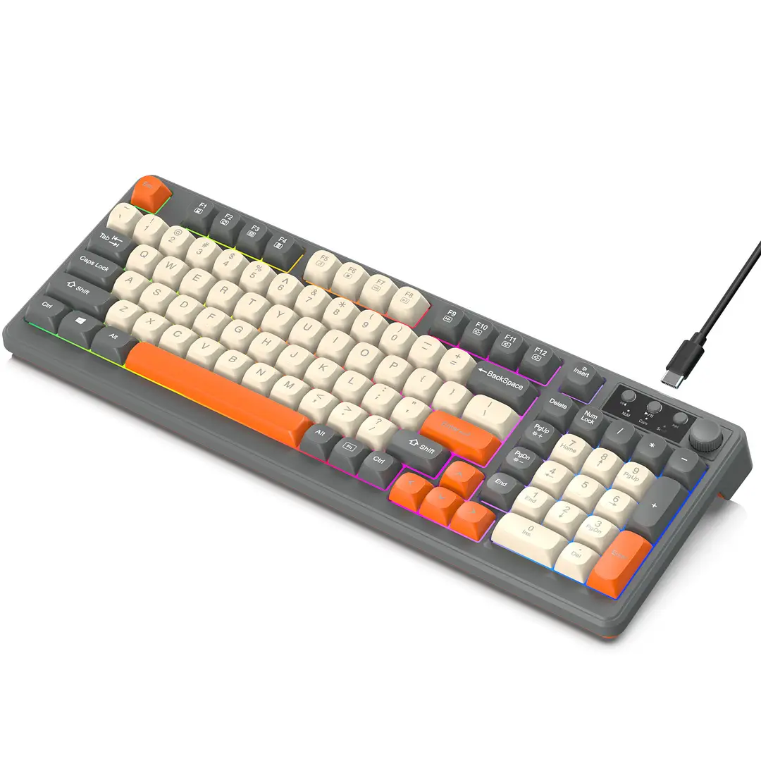 Cross-border 98-key three-mode keyboard wireless Bluetooth mechanical feel desktop laptop office keyboard and mouse set - Image 6