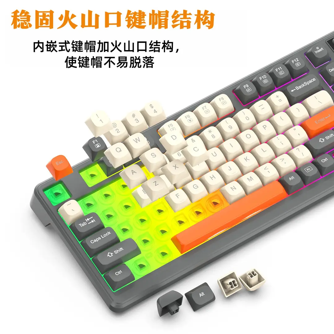 Cross-border 98-key three-mode keyboard wireless Bluetooth mechanical feel desktop laptop office keyboard and mouse set — feature 12